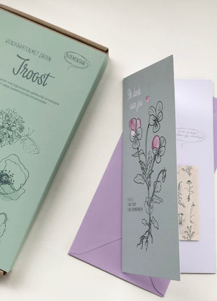 Cadeaudoosje wenskaarten met zaden Troost